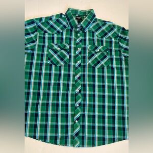 GIOBERTI Green Plaid Pearl Snap Shirt 3XL Short Sleeve – Excellent Condition